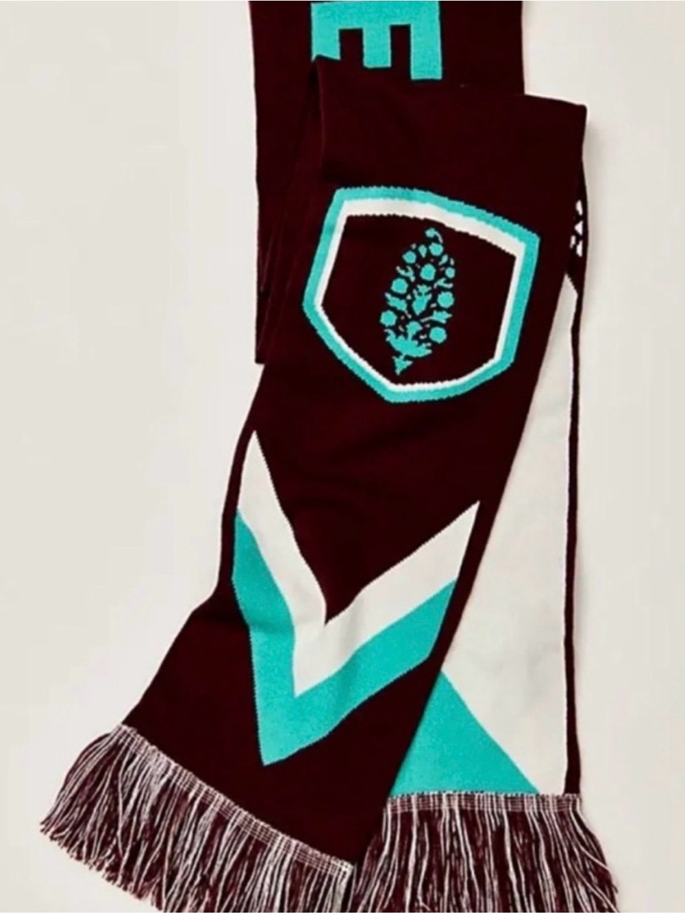 Free People Maroon Scarf with Teal and White Accents
